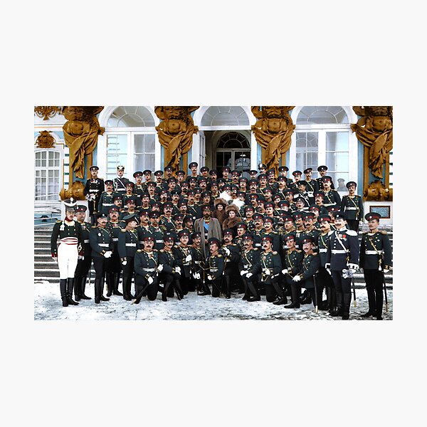 Item preview, Nicholas II and Grand Duchesses Olga & Tatiana with officers of the Caspian 148th Infantry Regiment, Tsarskoe Selo, 1914. designed and sold by Marina Amaral.