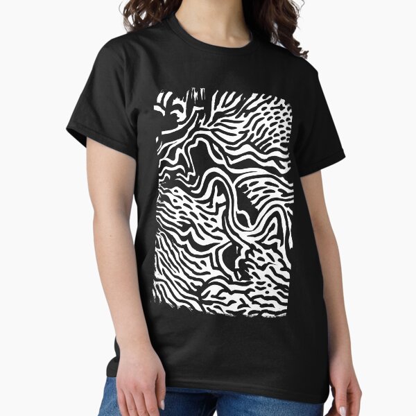 Holzschnitt-Muster dunkel Classic T-Shirt