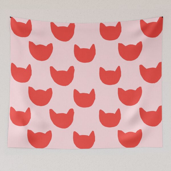 Item preview, Minimalist cats pattern red and pink designed and sold by neopop.