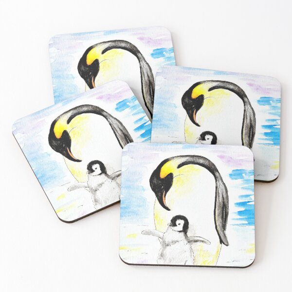 Item preview, Emperor Penguin and Chick Watercolor Painting designed and sold by Art by Kirsten Sneath.