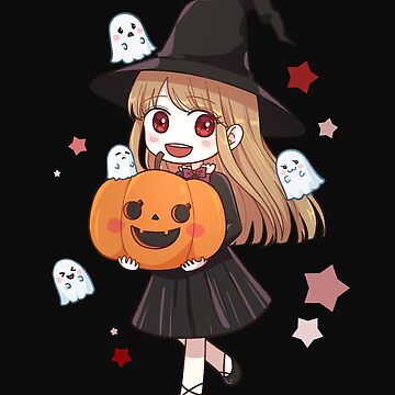 Cute Halloween Anime Witch, Ghost & Pumpkin - Halloween Witch - Sticker |  TeePublic