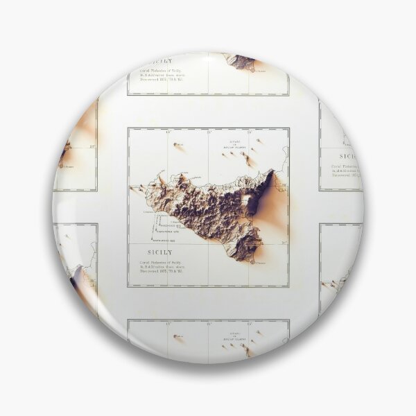 Item preview, 1880 Sicily Relief Map 3D digitally-rendered designed and sold by ThinkAboutMaps.
