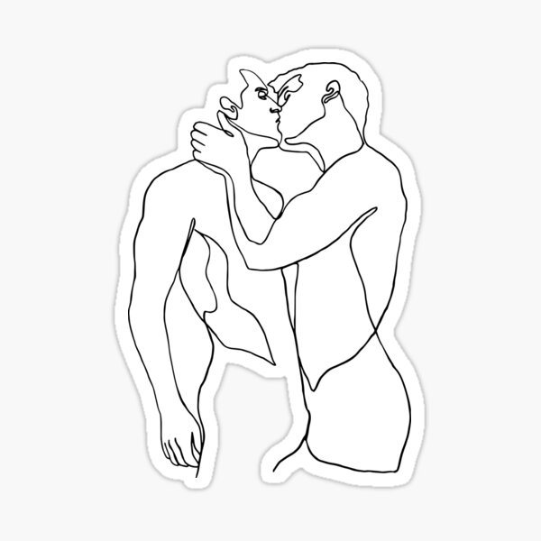 Dessin au trait gay kiss Sticker