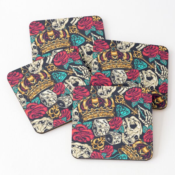 Item preview, Skulls, dice and roses patterns designed and sold by OnIlustraciones.