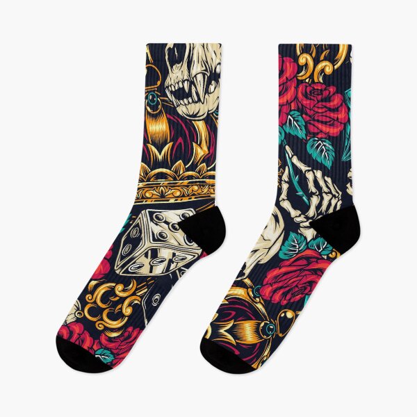 Item preview, Skulls, dice and roses patterns designed and sold by OnIlustraciones.