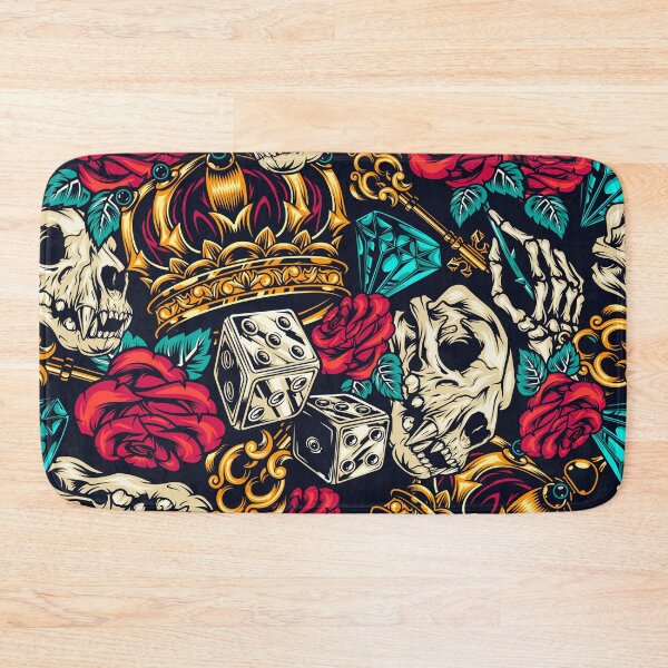 Item preview, Skulls, dice and roses patterns designed and sold by OnIlustraciones.
