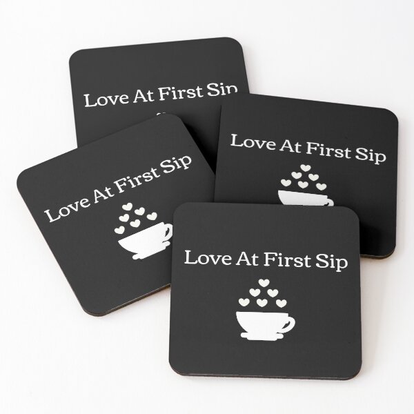 Item preview, Love at first sip funny and beautiful coffee quote in black and white designed and sold by Simply-4-Earth.
