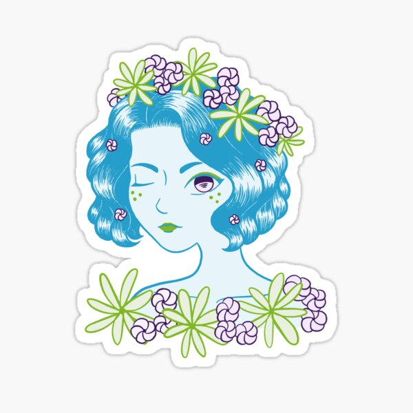 Blue Flower Crown Sticker