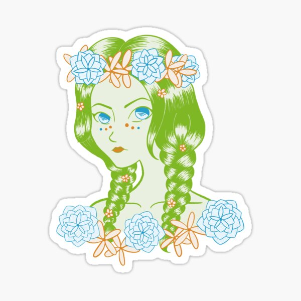 Green Flower Crown Sticker