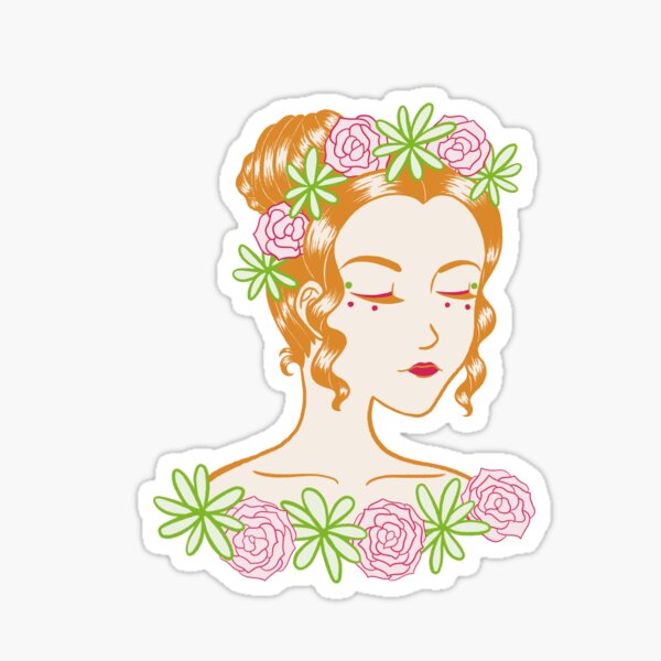 Orange Flower Crown Sticker