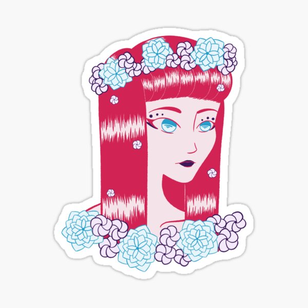 Pink Flower Crown Sticker