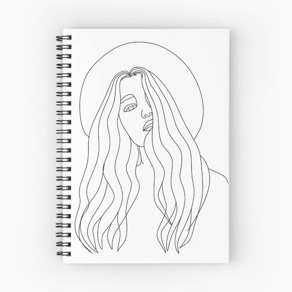 Artikelvorschau, Junges Mädchen in einem Weinlesehut mit großen Feldern. lange Haare. Vector.Line art. entworfen und verkauft von Nina Velychko.