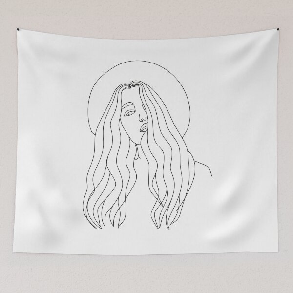 Item preview, Young girl in a vintage hat with large fields. long hair. Vector.Line art.  designed and sold by Nina Velychko.
