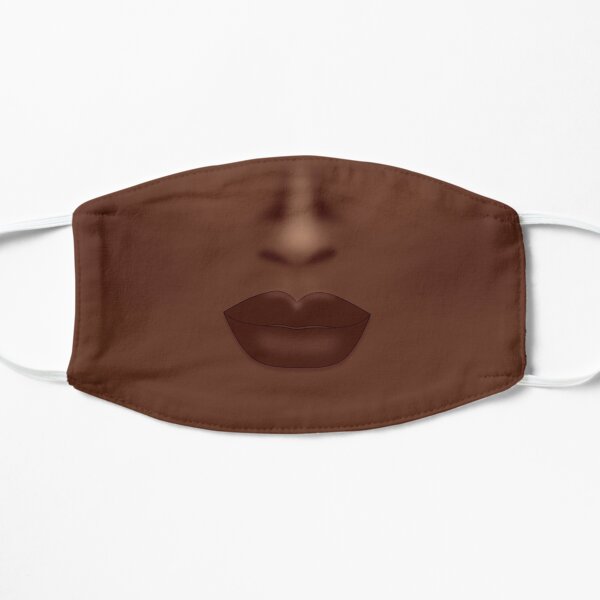 Natural Looking Brown Face Mask With Coffe Brown Lipstick Flat Mask