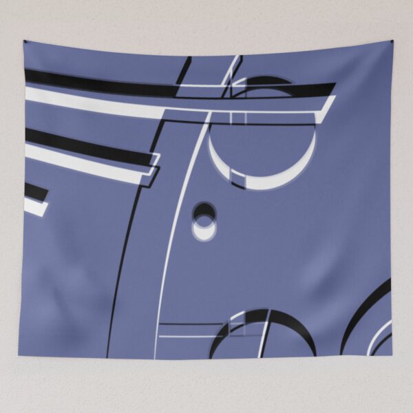 Item preview, Blue Black White Hoopla Geometric Art Deco Abstract Artist Jenny Meehan designed and sold by Jenny Meehan Art Prints and Patterns  .