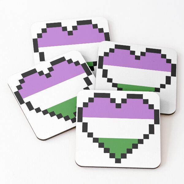 Item preview, Pixel Heart Genderqueer Pride Flag (fondo blanco) designed and sold by QueerShop.