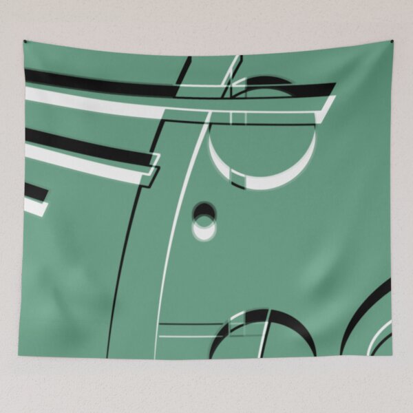 Item preview, Turquoise  Black White Hoopla Geometric Art Deco Abstract Artist Jenny Meehan designed and sold by Jenny Meehan Art Prints and Patterns  .