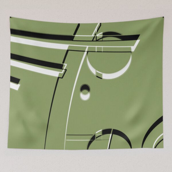 Item preview, Pear Green  Black White Hoopla Geometric Art Deco Abstract Artist Jenny Meehan designed and sold by Jenny Meehan Art Prints and Patterns  .