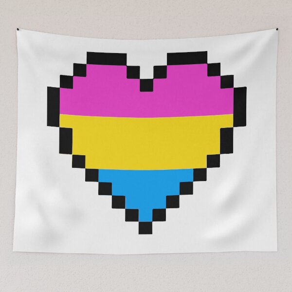 Item preview, Pixel Heart Pansexual/Romantic Pride Flag (White Background) designed and sold by QueerShop.