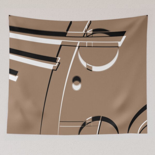 Item preview, Warm Medium Brown Black White Hoopla Geometric Art Deco Abstract Artist Jenny Meehan designed and sold by Jenny Meehan Art Prints and Patterns  .