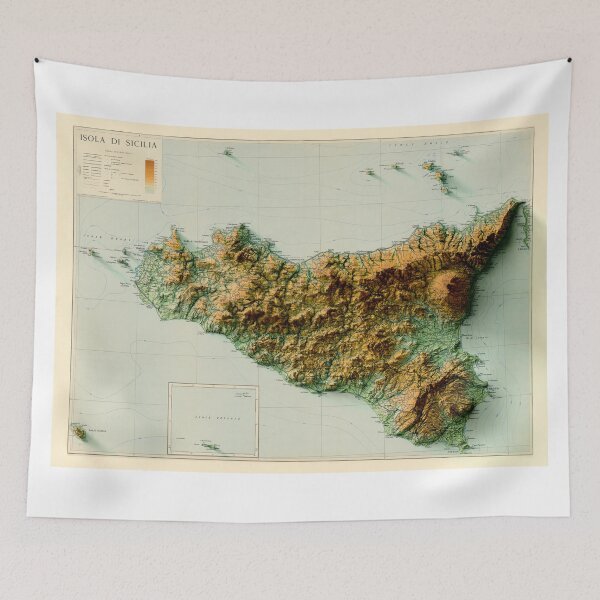 Item preview, 1943 Sicily Relief Map 3D digitally-rendered designed and sold by ThinkAboutMaps.