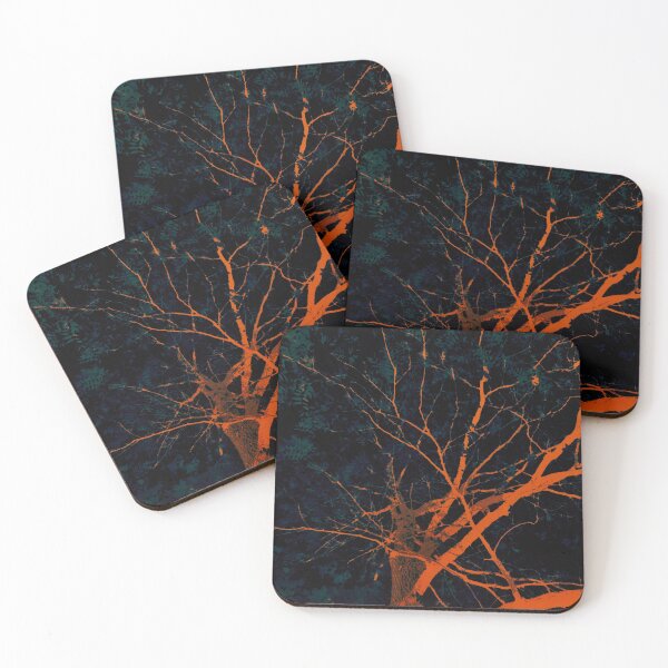 Item preview, Night Tree Photography, Altered Image, Spooky Tree, Orange and dark green black tones, Tree Photography designed and sold by Gulnaz Turdalieva.