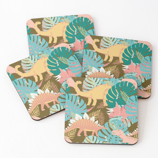 Item preview, Jungle Dinosaurs on Gold designed and sold by latheandquill.