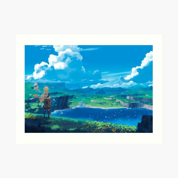 Genshin Impact Landscape Paimon Spiel 2020 Kunstdruck
