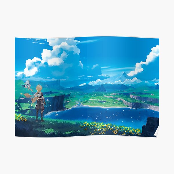 Genshin Impact Landscape Paimon Game 2020 Poster