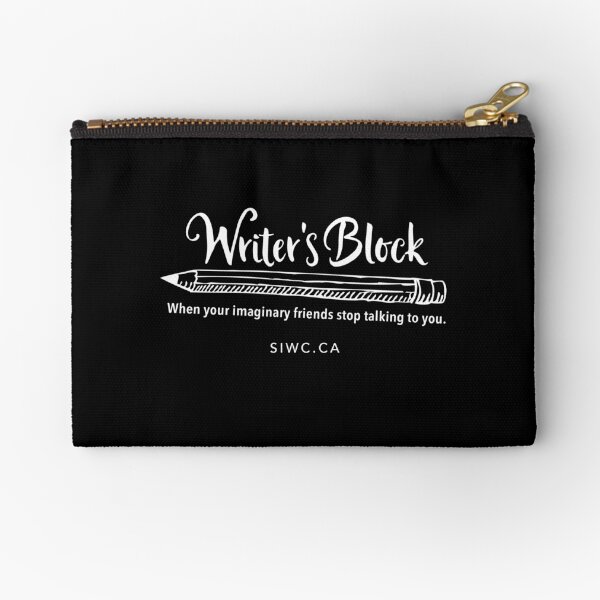 Writer's Block in White Zipper Pouch