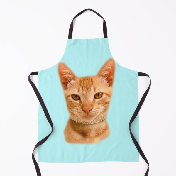 Item preview, Kroko the ginger cat portrait. Bluish background. designed and sold by KrokoStories.