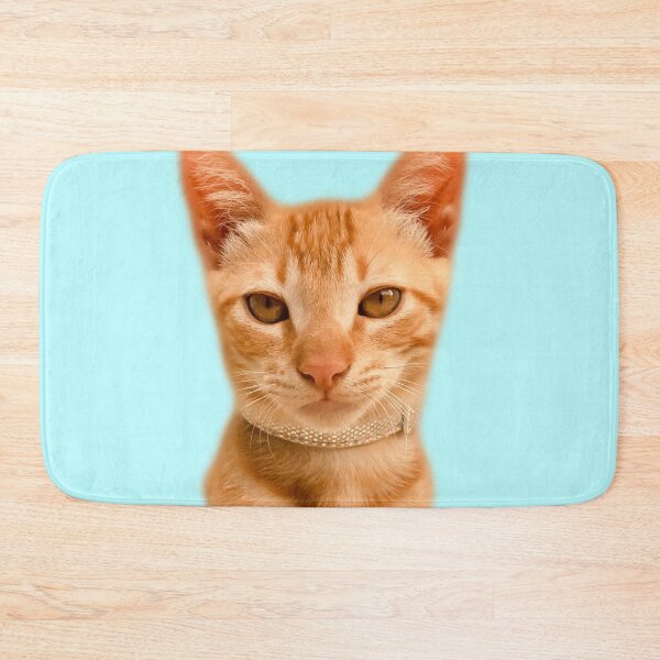 Item preview, Kroko the ginger cat portrait. Bluish background. designed and sold by KrokoStories.