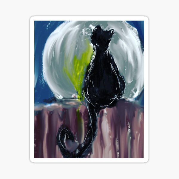 Black Cat Night Sticker