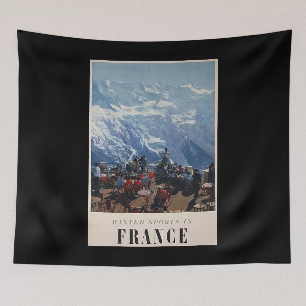 Item preview, Winter Sport in France retro poster designed and sold by CorasPosters.