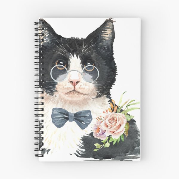 Item preview, Black White Cat Wearing Glasses and Bow Tie designed and sold by anabellstar design co.