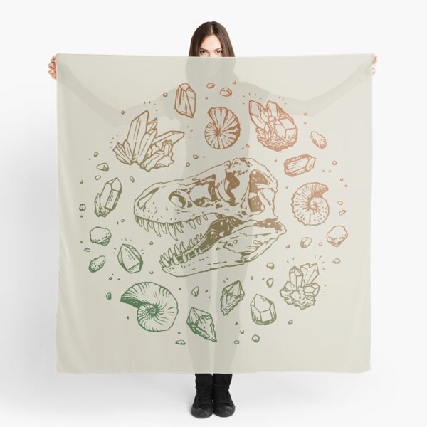 Geo-rex Vortex | Leaf Green & Pumpkin Spice Ombré | Dinosaur Fossil Art Scarf