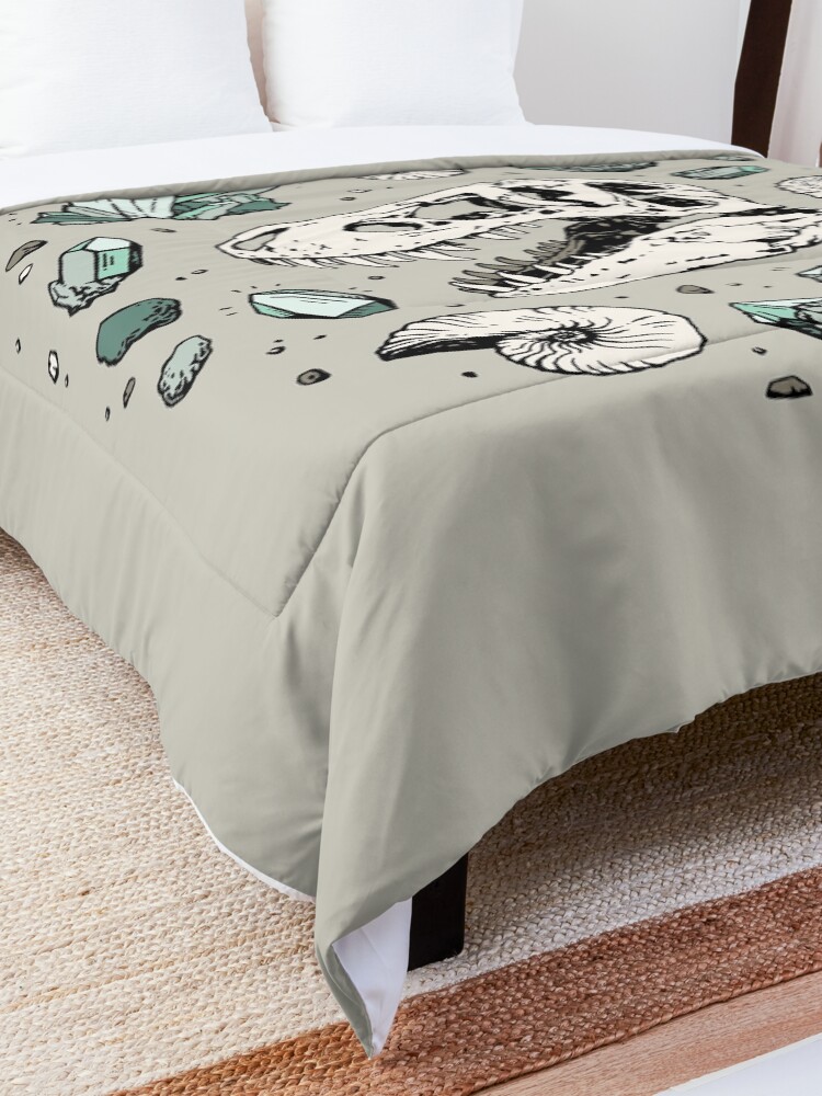 Alternate view of Geo-rex Vortex | Aquamarine | Dinosaur Skull Fossil Art Comforter