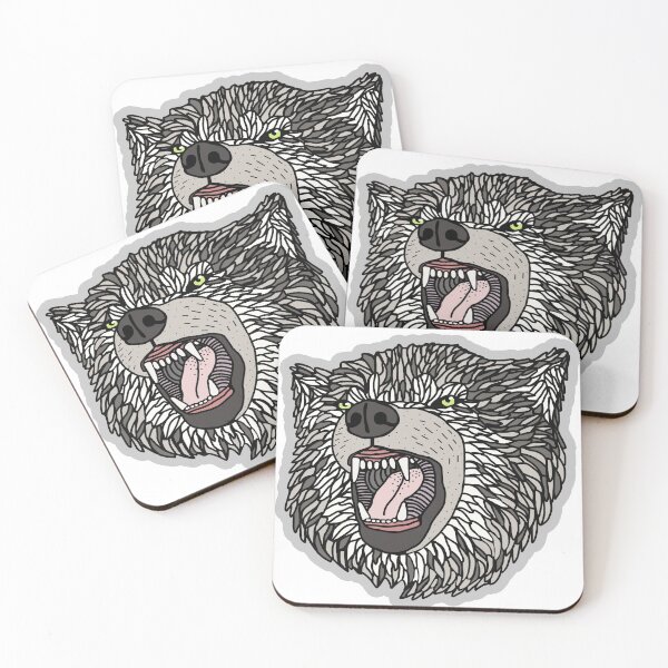 Item preview, hand drawn growling wolf  designed and sold by ThePennyCo.
