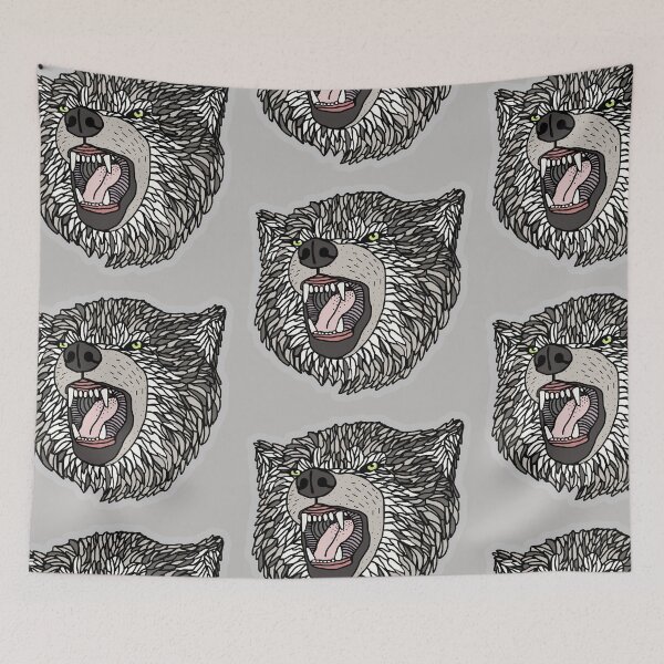 Item preview, hand drawn growling wolf  designed and sold by ThePennyCo.