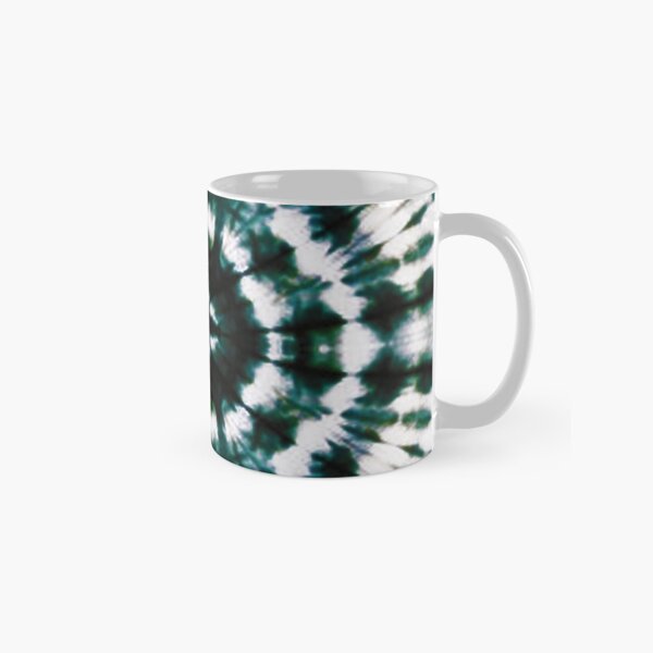 Green and White Stripe Batik Tie and Dye Print Classic Mug