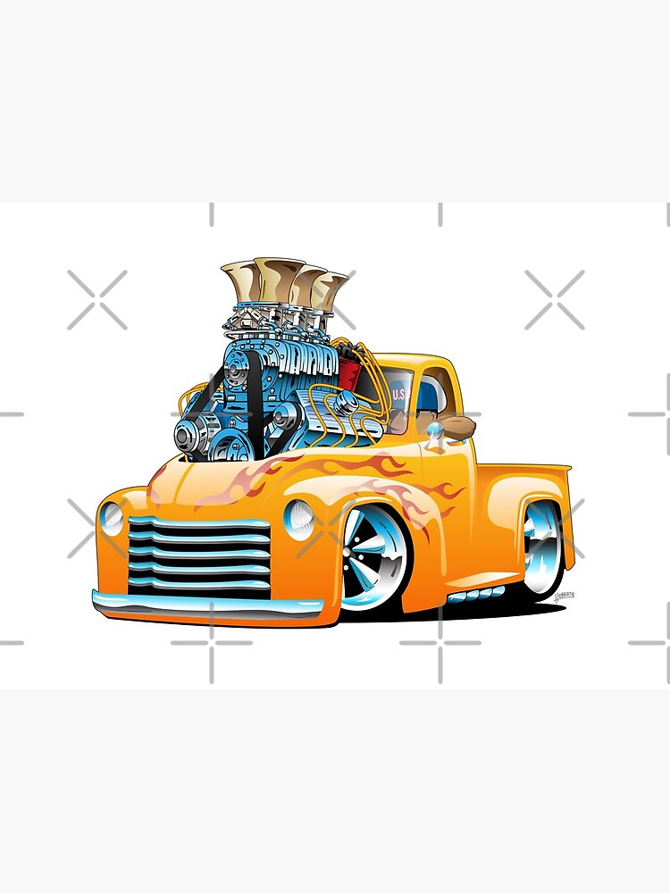 American Classic Hot Rod Pickup Truck Cartoon by hobrath