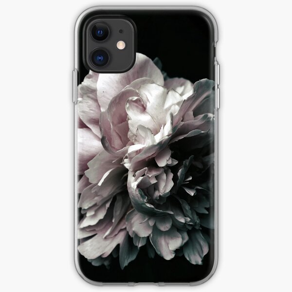 White and Black with Pink Tones Peony Photography, Nature iPhone Soft Case