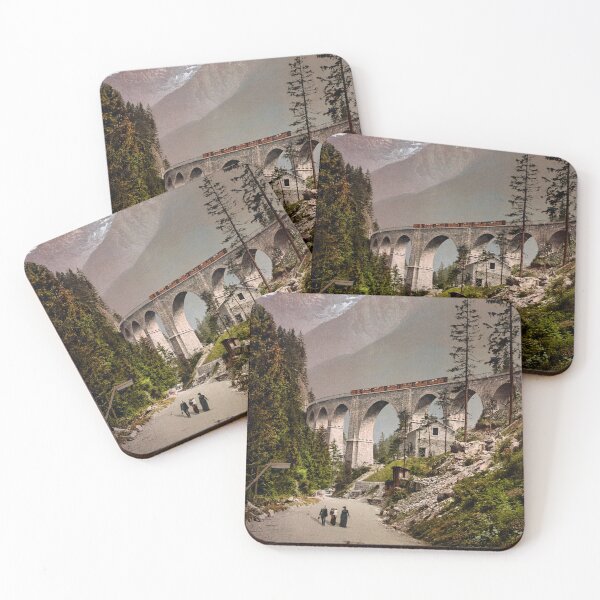 Item preview, Fayet-Chamonix Railway - The Viaduct With A View Of Montblanc - Circa 1900 Photochrom designed and sold by warishellstore.