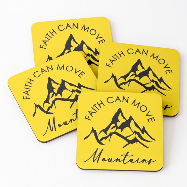 Item preview, Faith Can Move Mountains | Christian, Religious | Bible Quote | Yellow designed and sold by 4wordsmovement.
