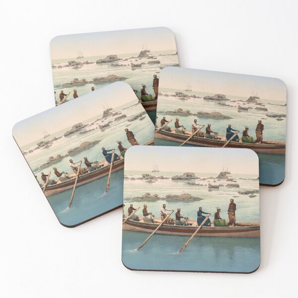 Item preview, Jaffa Boat and Boatmen - Tel Aviv - Circa 1900 Photochrom designed and sold by warishellstore.