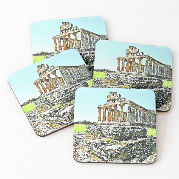 Item preview, Paestum: column base and temple designed and sold by Giuseppe Cocco.
