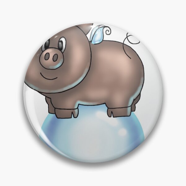 Item preview, kawaii manga flying pig on a bubble designed and sold by piggiesnstuff.