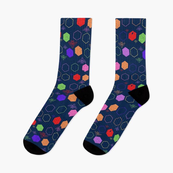 Item preview, Repeating Colorful Bees and Hexagons designed and sold by HelloGrackle.
