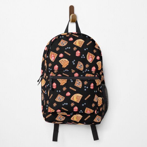 Item preview, Waffles with honey, berries, orange and spices (pattern on black) designed and sold by Flowersforbear.