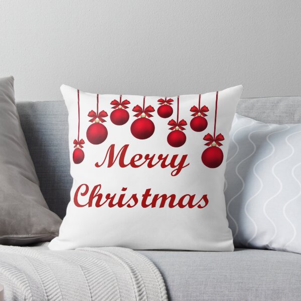 Item preview, Merry Christmas With Hanging Red Ornaments designed and sold by ThingsByJoy.